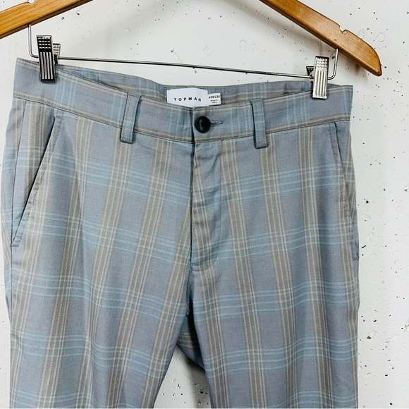 Topman Men’s size 30 x 30.5 Gray & Blue Plaid Dress Pants - Picture 2 of 11